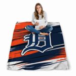 detroit tigers paint streaks navy white blanket high quality