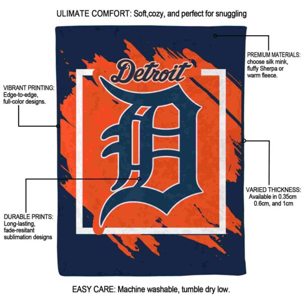detroit tigers splatter effect navy blanket new arrival