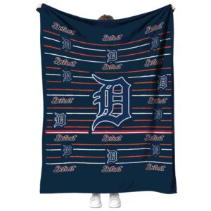 detroit tigers striped pattern navy blanket best selling