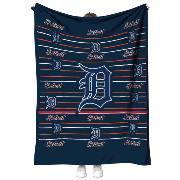 detroit tigers striped pattern navy blanket best selling