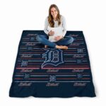detroit tigers striped pattern navy blanket high quality