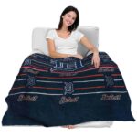 detroit tigers striped pattern navy blanket latest model