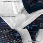 detroit tigers striped pattern navy blanket premium grade