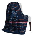 detroit tigers striped pattern navy blanket top rated