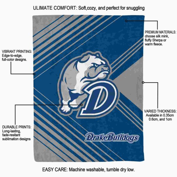 drake bulldogs diagonal stripes blue blanket new arrival