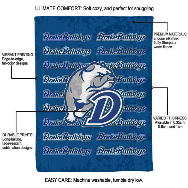 drake bulldogs fan pride blue blanket new arrival