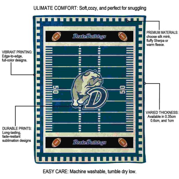 drake bulldogs football field blue blanket new arrival