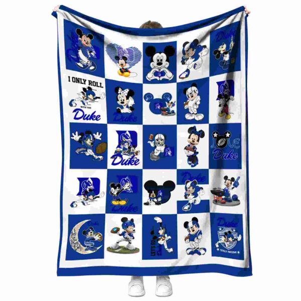 duke blue devils mickey minnie blue white blanket best selling