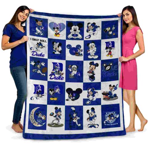 duke blue devils mickey minnie blue white blanket fashion forward