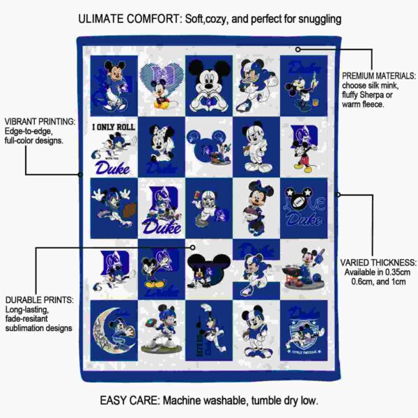 duke blue devils mickey minnie blue white blanket new arrival