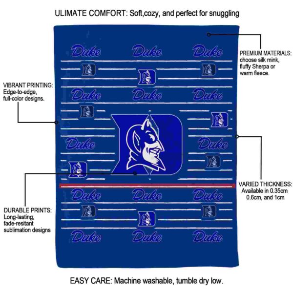 duke blue devils striped pattern blue blanket new arrival