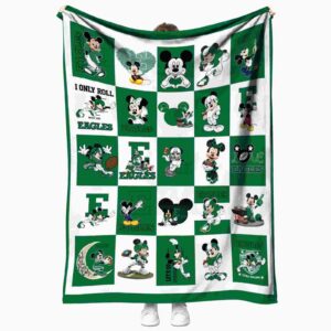 eastern michigan eagles mickey minnie green white blanket best selling