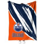 edmonton oilers brushstrokes blue white blanket best selling