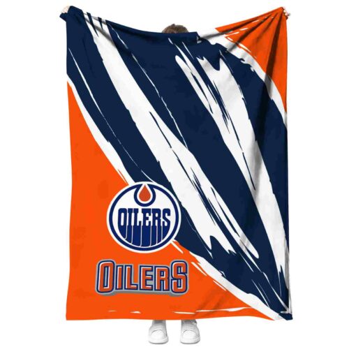edmonton oilers brushstrokes blue white blanket best selling