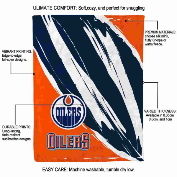 edmonton oilers brushstrokes blue white blanket new arrival