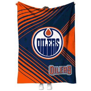 edmonton oilers diagonal stripes blue blanket best selling