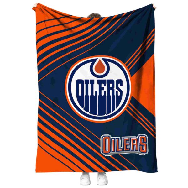 edmonton oilers diagonal stripes blue blanket best selling