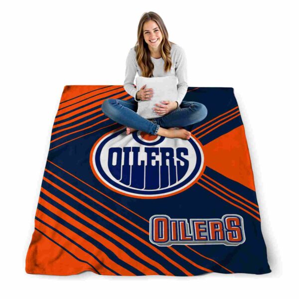 edmonton oilers diagonal stripes blue blanket high quality