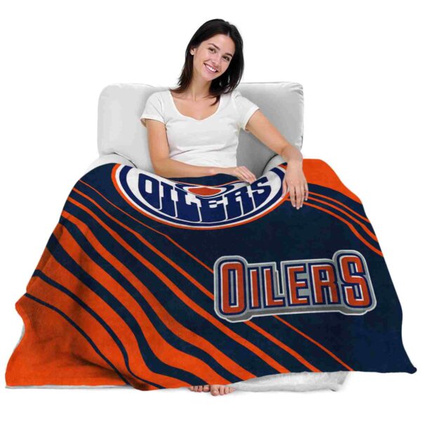 edmonton oilers diagonal stripes blue blanket latest model