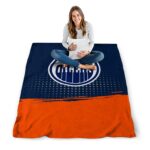 edmonton oilers gradient dots blue blanket high quality