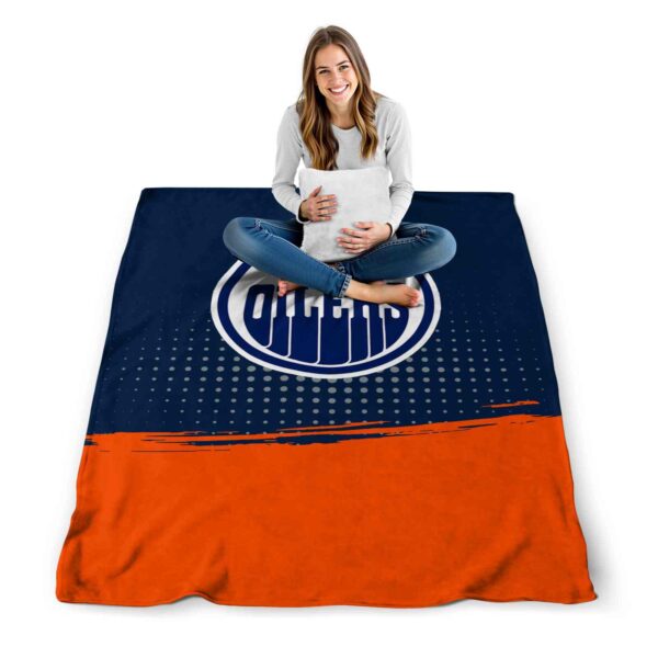 edmonton oilers gradient dots blue blanket high quality