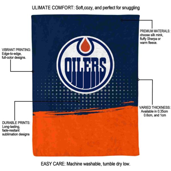 edmonton oilers gradient dots blue blanket new arrival