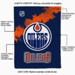 edmonton oilers grunge texture blue blanket new arrival