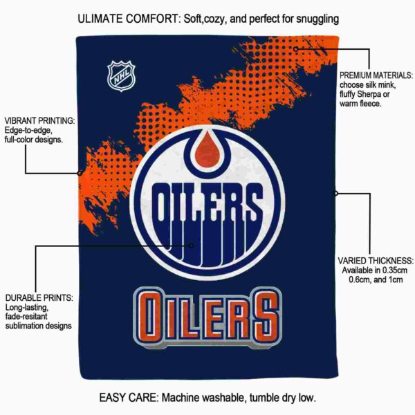 edmonton oilers grunge texture blue blanket new arrival