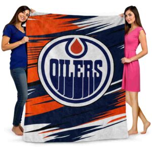 edmonton oilers paint streaks blue white blanket fashion forward