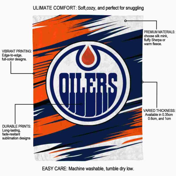 edmonton oilers paint streaks blue white blanket new arrival