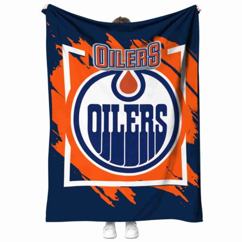 edmonton oilers splatter effect blue blanket best selling