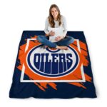 edmonton oilers splatter effect blue blanket high quality