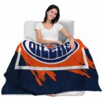 edmonton oilers splatter effect blue blanket latest model