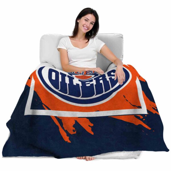 edmonton oilers splatter effect blue blanket latest model