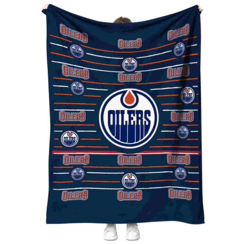 edmonton oilers striped pattern blue blanket best selling