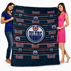 edmonton oilers striped pattern blue blanket fashion forward