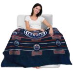edmonton oilers striped pattern blue blanket latest model