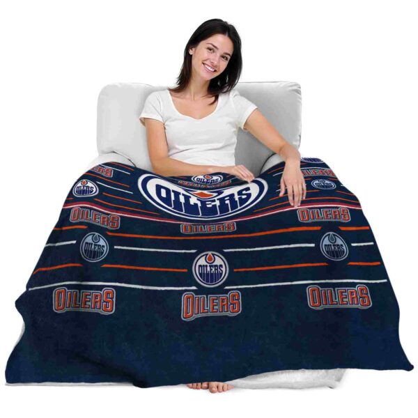 edmonton oilers striped pattern blue blanket latest model