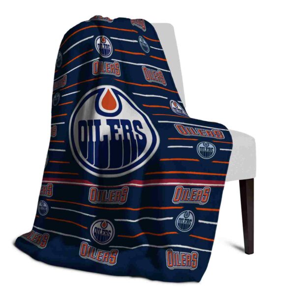 edmonton oilers striped pattern blue blanket top rated