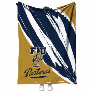 fiu panthers brushstrokes blue white blanket best selling