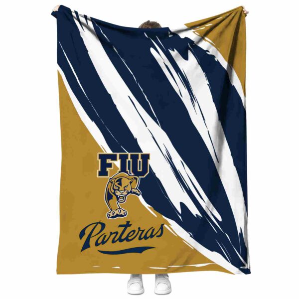 fiu panthers brushstrokes blue white blanket best selling