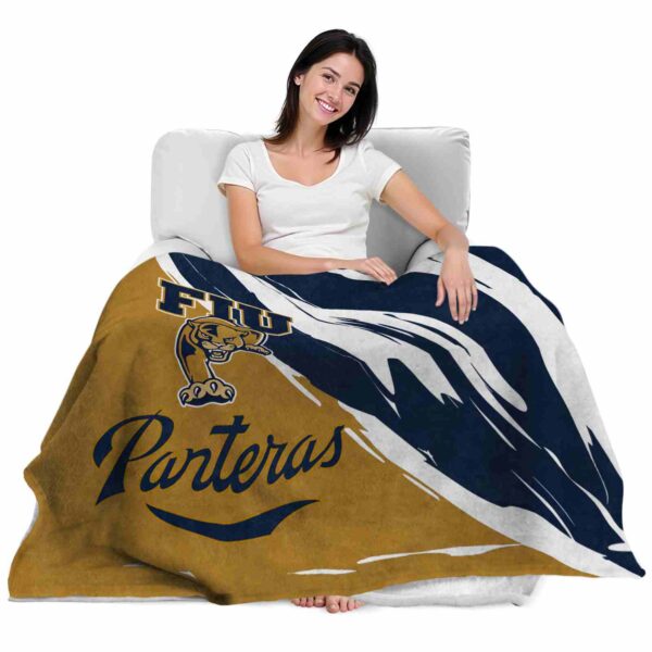 fiu panthers brushstrokes blue white blanket latest model