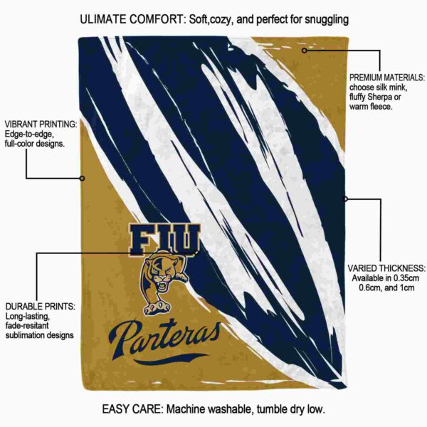 fiu panthers brushstrokes blue white blanket new arrival