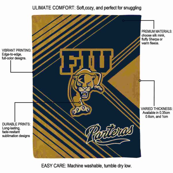 fiu panthers diagonal stripes blue blanket new arrival