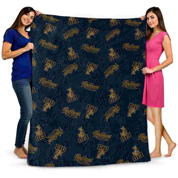 fiu panthers diehard fans blue blanket fashion forward