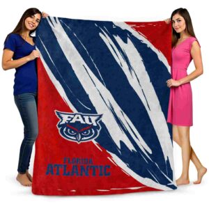 florida atlantic owls brushstrokes blue white blanket fashion forward