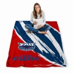 florida atlantic owls brushstrokes blue white blanket best selling