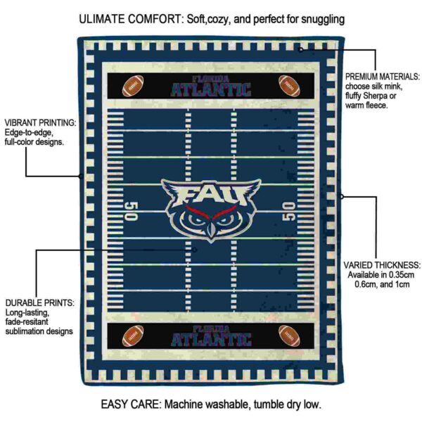 florida atlantic owls football field blue blanket new arrival