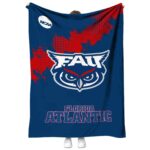 florida atlantic owls grunge texture blue blanket best selling