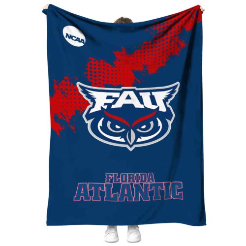 florida atlantic owls grunge texture blue blanket best selling